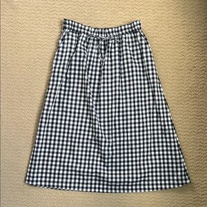 J. Crew Navy and White Midi Skirt